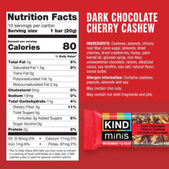KIND Bar Minis Dark Chocolate Cherry Cashew close-up with fruity chocolate bite