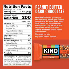 KIND Peanut Butter Dark Chocolate bar close-up of nuts and chocolate.