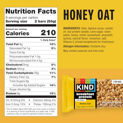 KIND bar closeup highlights chewy texture and honey oat flavor for a quick breakfast