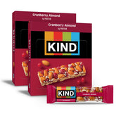 KIND Cranberry Almond bars packaging shown for gluten-free snacking