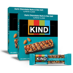 KIND dark chocolate nuts and sea salt bars pack for on-the-go snacking
