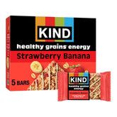 KIND Healthy Grains Energy Bars Strawberry Banana pack front view, gluten free snack