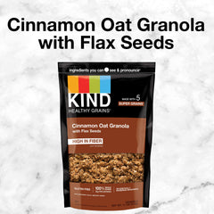 KIND Healthy Grains Granola Cinnamon Oat Flax Seeds Closeup — flax texture and color in focus.