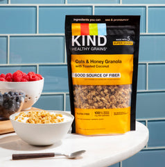Kind Healthy Grains Granola features five super grains for a wholesome crunch.