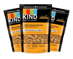 Kind Healthy Grains Granola three 11-ounce bags for convenient snacking.