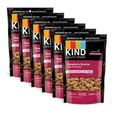KIND Healthy Grains Raspberry Granola with chia seeds in a bowl, ideal for yogurt or cereal.