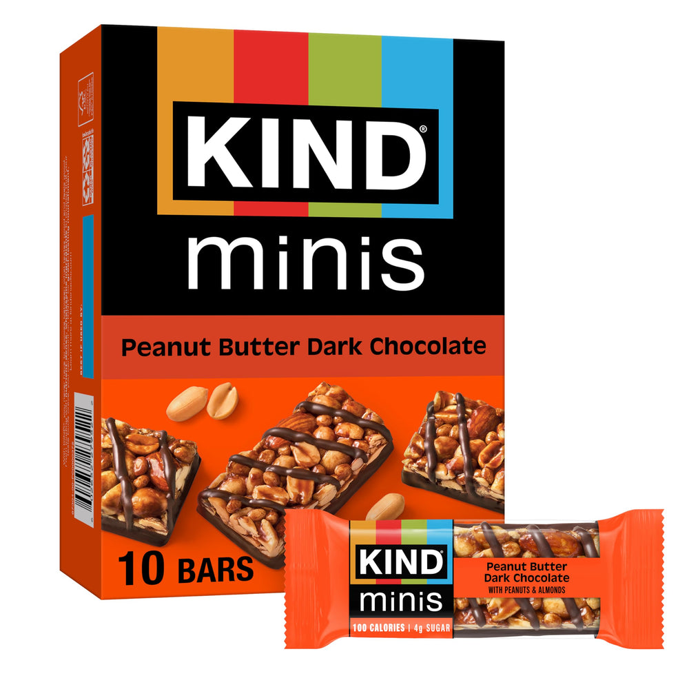 KIND Minis pack shot showing convenient 0.7 oz portions for on-the-go snacking