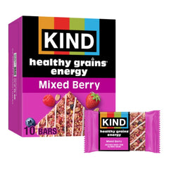 KIND Mixed Berry Healthy Grains bar pack, perfect on-the-go snack with 10 bars.