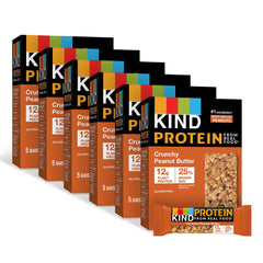 KIND PROTEIN Crunchy Peanut Butter bar front view for on-the-go snacking