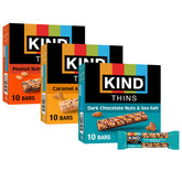 KIND Thins dark chocolate nuts sea salt bar on display suitable for an on-the-go snack