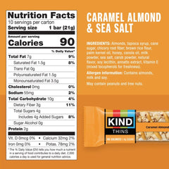 KIND Thins peanut butter dark chocolate bar showing creamy peanut butter center