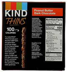 KIND THINS single bar close-up shows creamy peanut butter with dark chocolate for on-the-go snack.