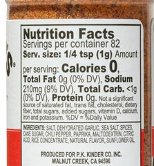 Kinder's all-purpose seasoning texture close-up highlights fine, even sprinkle for meals.