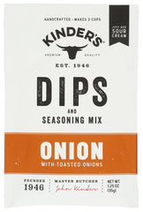 Kinders Bbq Sauce front label highlighting toasted onion seasoning for bold grilled flavors.
