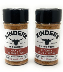 Kinder's Hickory Brown Sugar seasoning bottle-pack shot showcases pantry-ready flavor.