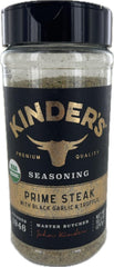 Grilled beef seasoned with KINDER'S Prime Steak rub for enhanced taste.