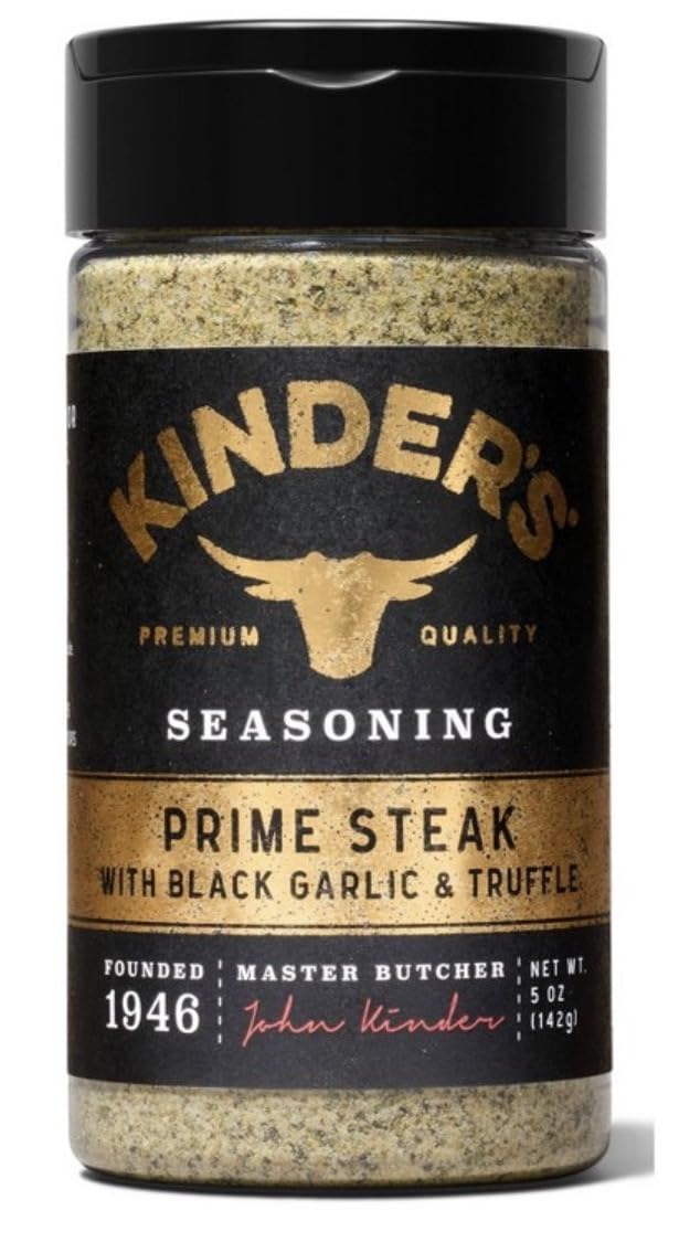 Kinders Rub Prime Steak jar front label highlights premium flavor for grilling