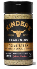 Kinders Rub Prime Steak jar front label highlights premium flavor for grilling