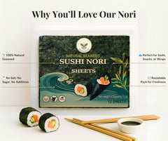 KindHarvest nori sheets thin and flexible with rich umami flavor.