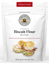 King Arthur Buttermilk Biscuit Flour Blend bag front, non-GMO ingredients for fluffy biscuits.