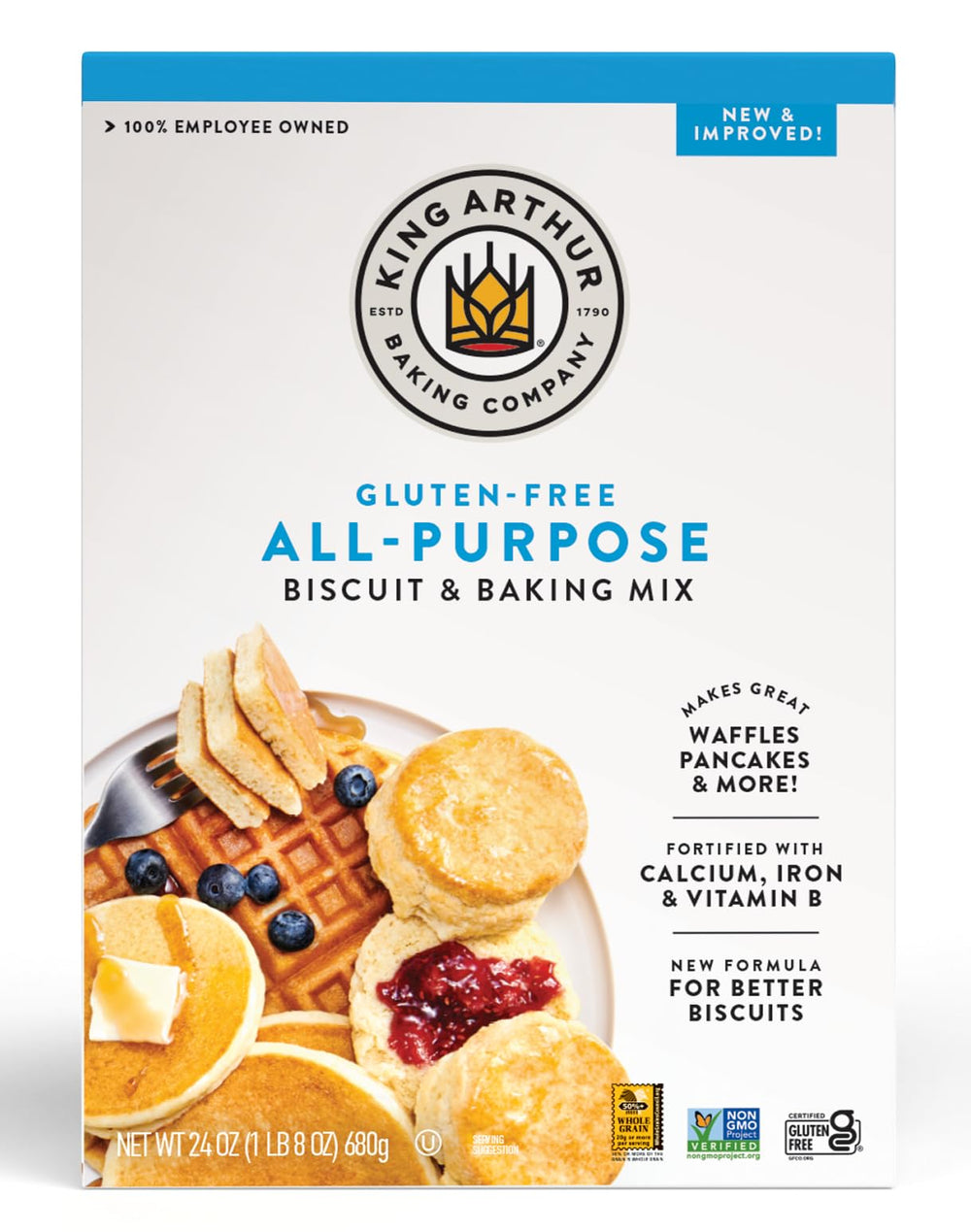 King Arthur gluten-free all-purpose mix in bag close-up for versatile baking