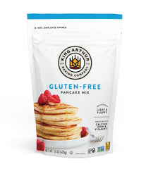 King Arthur gluten-free pancake mix box front for gluten-free breakfasts.