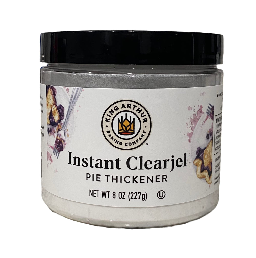 King Arthur Instant Clearjel pie thickener 8oz bottle ready to pour for thickening fillings.