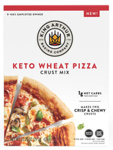 King Arthur Keto Pizza Crust Mix bag shows brand and ingredients for quick keto crust.