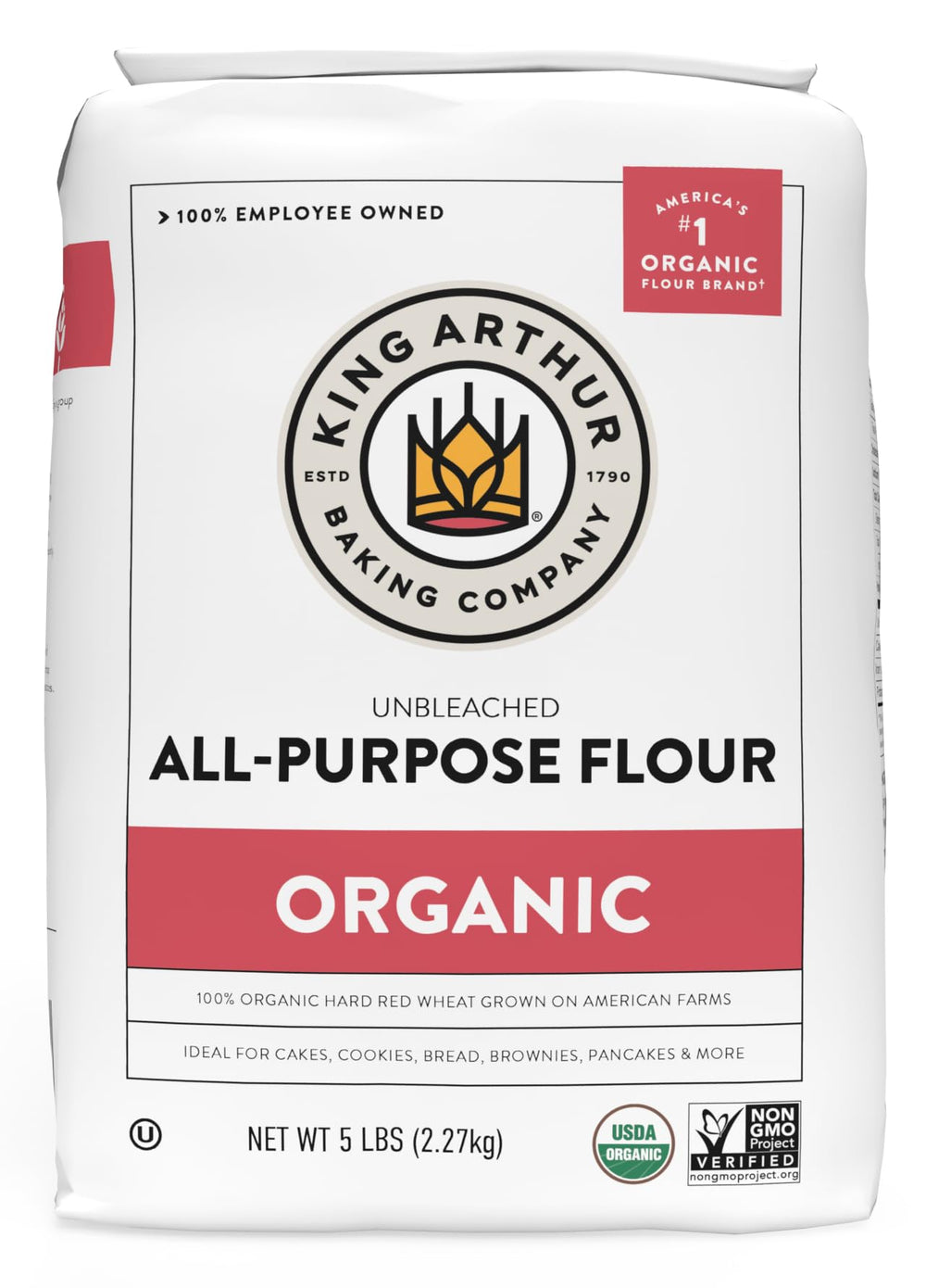 King Arthur organic all-purpose flour pack of 6 for versatile baking.