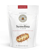 King Arthur 3lb semolina flour bag—coarse texture ideal for authentic pasta and crispy crusts.