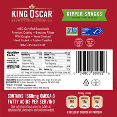 King Oscar kipper fillets in oil, wild caught in the North Atlantic.