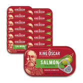 King Oscar Premium Salmon in Olive Oil can shown for quick meals