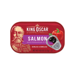 King Oscar skinless boneless salmon packaging showing easy, convenient protein