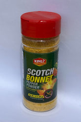 King’s Jamaican Scotch Bonnet Powder jar front view shows bold flavor ready to season.