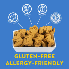 Dairy-free and nut-free label on Kinnikinnick KinniKritters packaging.
