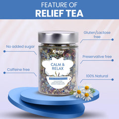 Kintra Foods Sleepy loose leaf blend with chamomile and lavender releasing a soothing aroma.