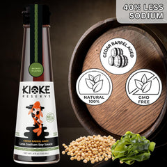 Kioke Reserve soy sauce as sushi dipping sauce on a plate