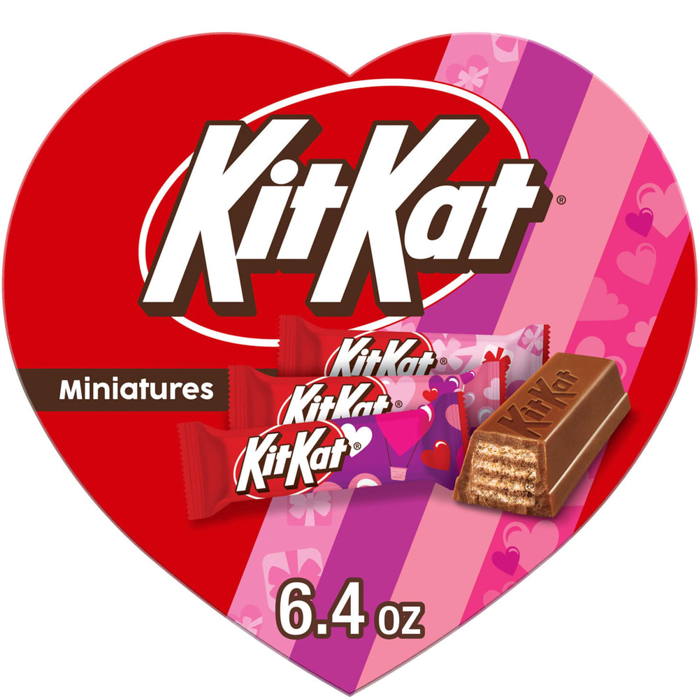 Kit Kat Miniatures milk chocolate bars close-up, smooth wafer texture for a crispy bite.