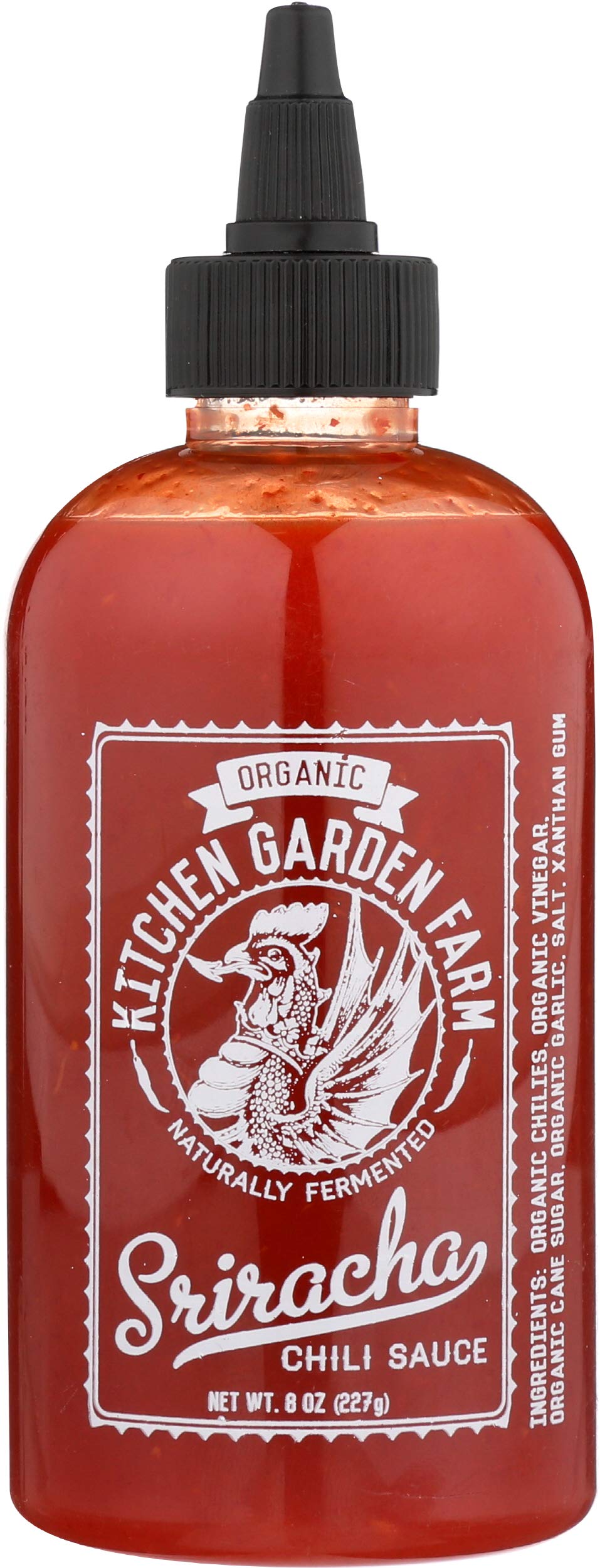 Kitchen and Garden Organic Sriracha bottle with bold heat for tacos and bowls.