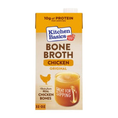 Kitchen Basics chicken bone broth carton front shows no added MSG for flavor base