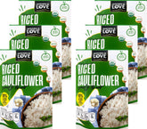 Kitchen & Love Organic Riced Cauliflower 6-pack on shelf, a low-carb base for healthy bowls.