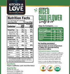 Kitchen & Love riced cauliflower served in a bowl for quick meals.