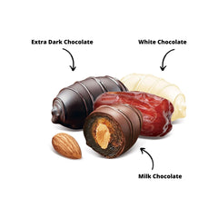 Kitchen & Love white chocolate almond-stuffed dates, light and dessert-like bite.