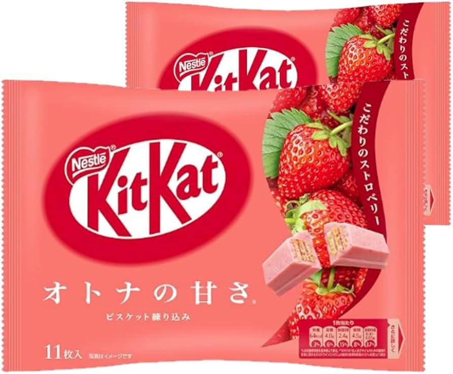KitKat Mini Strawberry packaging for on-the-go snacking with Nestlé branding