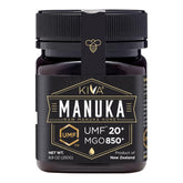 Kiva Raw Manuka Honey UMF 20+ bottle showing premium, traceable New Zealand honey.