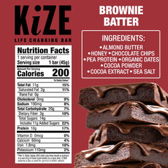 KiZE energy bar emphasizing almond butter base for creamy texture and protein.