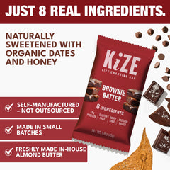 KiZE gluten-free energy bar highlighting simple real-food ingredients.