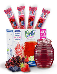 Klass Aguas Frescas Hibiscus Berries stick pack box for travel and refreshment