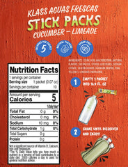 Klass Aguas Frescas stick packet close-up highlighting sugar-free natural flavors.