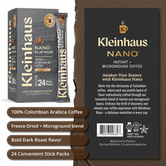Kleinhaus Dark Roast Nano coffee in mug with steam and bold flavor